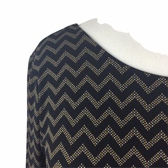 CeCe Black w/ Chevron Striped Pattern, Bell Sleeves, Small - Picture 3 of 8